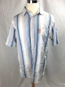 Camisa Meca Hombre Talla XL Azul Blanco Rayas Botones Manga Corta - Imagen 1 de 6