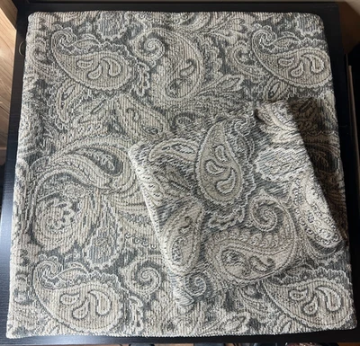 Pier 1 Imports Paisley Jacquard Pillow Covers Set of 2 20x20 Gray Beige Tapestry - Image 1 of 4