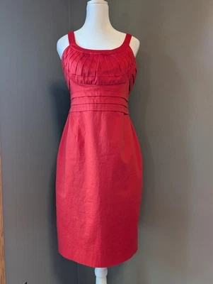 Vestido vaquero plisado de algodón talla 6 rojo sin mangas Calvin Klein para mujer Foto 1 de 4