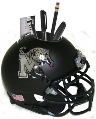 Memphis Tigers Matte Black NCAA Football Schutt Mini Helmet Desk Caddy Cover