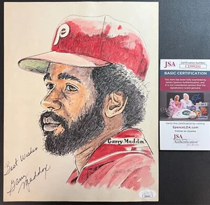 Garry Maddox Signed Color Artwork JSA Cert w/COA MLB Philadelphia Phillies #31! - Picture 1 of 4