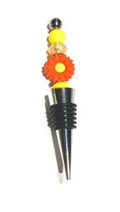 Beaded Wine Stopper Daisy Bright Silicone Beads Food Grade Cute Gift Bag - Picture 1 of 3