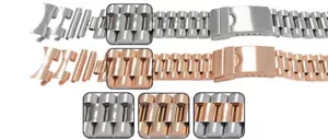 Satin Mirror Watch Bracelet Straight Curved Replacement Rolex President Strap - Picture 1 of 6