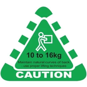 NEW Stock Forms Caution 10-16kg 80x70mm Green 250 Labels Roll Pack 4 - Bild 1 von 2