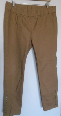 SOFT SURROUNDINGS Snap Slit Pull On Pants Washed Brown Petite Size L NWOT - Image 1 of 4