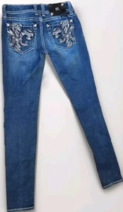 MISS ME Skinny Blue Jeans Juniors Women's Size 25 (26x30) JE5375S4R Bling Pants - Picture 1 of 7