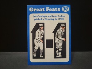 1972 Laughlin Great Feats Blue Border Joe Oeschger Leon Cadore #37 NM