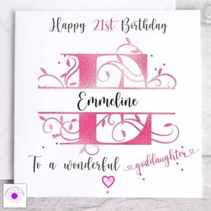 Personalised 21st 18th 16th Monogram Female Birthday Card Daughter Granddaughter - Picture 1 of 15