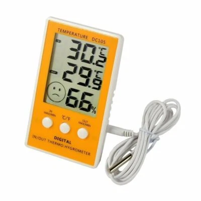 Outdoor Indoor Digital LCD Humidity Hygrometer Thermometer Meter Probe Cable - Image 1 of 4