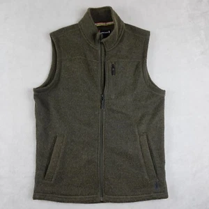 Smartwool Vest Men M Green Zip Chest Pocket Fleece Lined Wool Outdoor Layer Hike - Picture 1 of 18