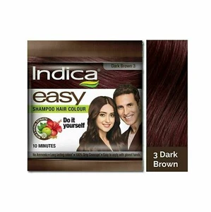 (Pack of 5 ) Indica Easy Shampoo Hair Colour Dark Brown 25ml Each - Bild 1 von 4