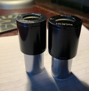 Paar Nikon Weitfeld Mikroskop Okulare 10-fache Vergrößerung 23mm Durchmesser - Bild 1 von 12