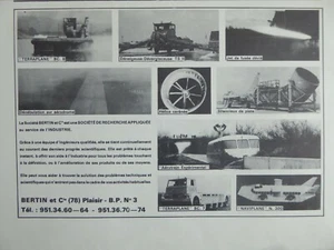5/1967 PUB BERTIN WÄRMEGEBLÄSE TERRAPLANE SCHIFFFLUGZEUG AEROTRAIN ORIGINAL AD - Bild 1 von 1