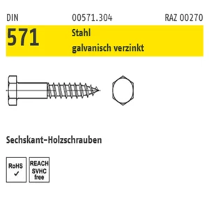 Reyher Holzschrauben 6kant galvanisch verzinkt Ø8xXX mm - Bild 1 von 2