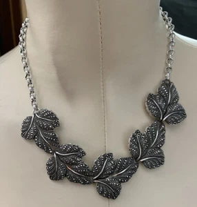 Vintage Silver Tone Leaf Necklace Made In Germany - Picture 1 of 4