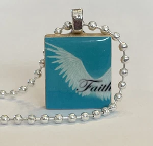 Faith Scrabble Tile Pendant Necklace Handcrafted Religious Charm Gift Idea - Picture 1 of 3