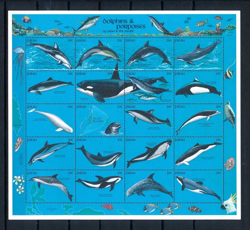 [56505] Palau 1991 Marine life Dolphins Porpoises MNH Sheet - Image 1 of 1