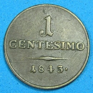 Italy Lombardy Venetia 1 Centesimo Coin 1843 V, Free Shipping for More Purchases - Picture 1 of 2