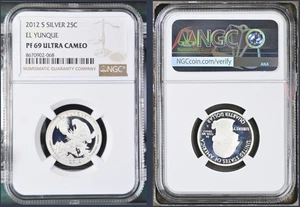 SILVER PF69 ULTRA CAMEO S MINT EL YUNQUE WASHINGTON QUARTER GRADED NGC 25C COIN - Picture 1 of 1