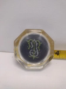 Vintage Needlepoint Octagon Glass Paperweight Rare Unique Piece - Picture 1 of 4