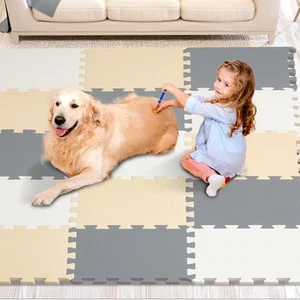 Kids Foam Puzzle Floor Playmat 0.4 in 16 Pcs Interlocking EVA Soft Tiles - Picture 1 of 12