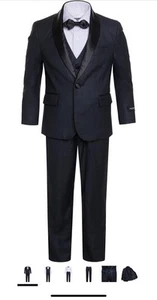 5-Piece Black Suit - Boys Size 10 - Great For Wedding Ferrecci Set - Picture 1 of 12
