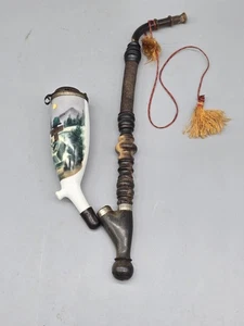 Old German Porcelain Hand Painted Pipe As Is Estate Find - Picture 1 of 18