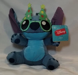 Disney Stitch with Christmas Tree Glasses 9" Stuffed Plush Lilo And Stitch Toy - Picture 1 of 9