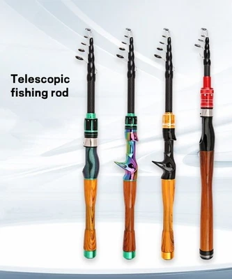 Señuelo caña de pescar fibra de carbono ultraligero teleacópico giratorio caña de fundir viaje Foto 1 de 4