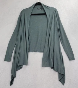 Massimo Dutti Cardigan Sweater Womens Large Green Silk Drape Open Front 5641 - Picture 1 of 11