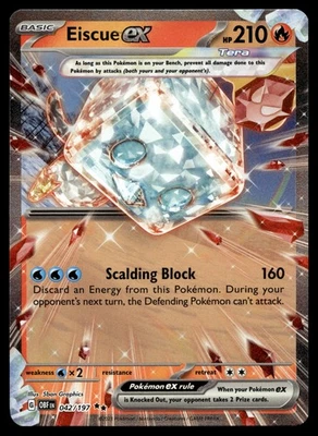 EISCUE EX 042/197 DOUBLE RARE OBSIDIAN FLAMES POKEMON - Image 1 of 4