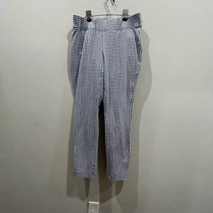Lands' End Women's Starfish Leggings Size M 10-12 Blue White check Skinny Pants - Picture 1 of 13