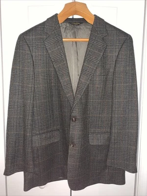 Vintage Brooks Brothers Blazer Mens 44L Glen Plaid Wool Sport Coat Made USA - Image 1 of 4
