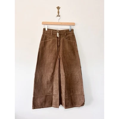 Free People Corduroy Maxi Skirt Size US 2 UK S Chocolate Brown Pockets High Slit - Image 1 of 4