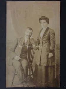 Studio Portrait of Lady & Gentleman on a Chair - Old RP Postcard - Picture 1 of 2