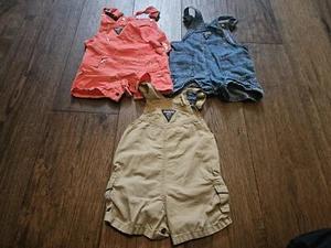 3 Vintage Baby Boy Rompers Overalls Oshkosh Baby Size 18 Months Used Condition - Picture 1 of 13