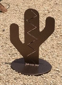 Einzigartige rustikale westliche Saguaro Kaktus Tischplatte Regenanzeige Metallkunst, Kupferader - Bild 1 von 8