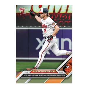 2024 TOPPS NOW #646 GUNNAR HENDERSON ORIOLES SS HOMERUN RECORD BEATS CAL RIPKEN! - Picture 1 of 2