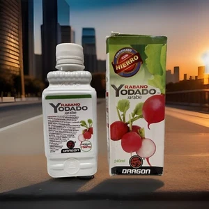 Drago Rábano Yodado Jarabe, RADISH SYRUP Fortified with IRON 240mL NEW - Picture 1 of 20