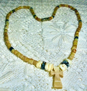 REDUCED Vintage Crucifix Necklace Boho/Concert Hand Cut Stone FREE GIFT BAG - Picture 1 of 4