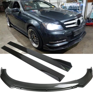 Divisor de labios delantero de fibra de carbono + faldas laterales para Mercedes Benz W204 W205 - Imagen 1 de 16