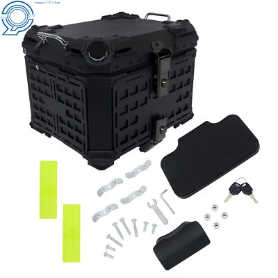 45L Black Motorcycle Top Case Trunk with Safety Lock Aluminum Alloy Universal - Image 1 of 4
