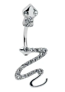Clear Gem Stainless steel Snake Belly Ring. 10 Pack For $20 - Picture 1 of 3