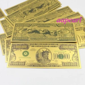 100 Pcs Statue of liberty $ 1000000 Dollar Crafts Banknotes Golden Notes Money - Picture 1 of 5