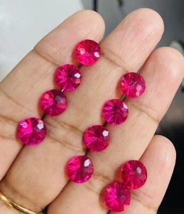 25.00cts 8mm Round 10 Pieces Stunning Lustrous Natural Hot Pink Topaz Gemstone - Picture 1 of 3