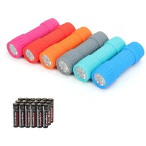 EverBrite 6-Pack 9 LED Flashlight Impact Handheld Torch Set AAA Battery Included - Picture 1 of 10
