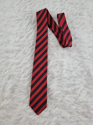 Corbata de cuello clásica a rayas roja azul vintage para hombre La Scala 100 % seda hecha en Italia Foto 1 de 4