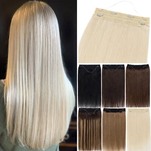 One Piece THICK Secret Wire With Clips In Remy Human Hair Extensions Headband US - Picture 1 of 33