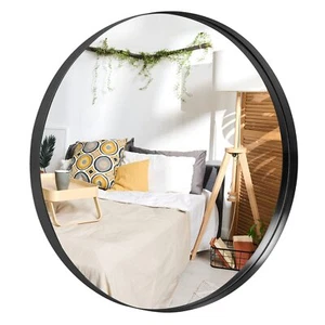 Round Mirror Circle Mirror 28 Inch Aluminum Alloy Frame Wall Mirror Large Vanity - Picture 1 of 7
