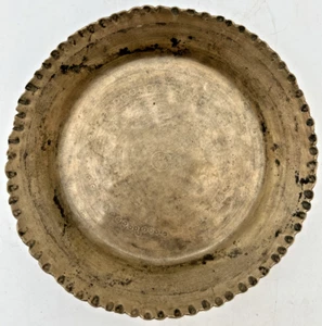 Vintage India Detail Hand Engraved Brass Tray 6.5” Diameter Scalloped Bell Metal - Picture 1 of 3